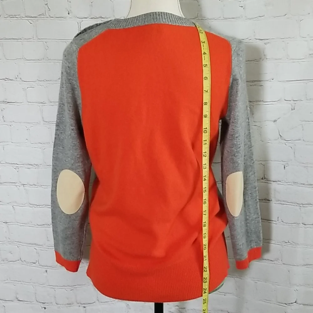 J. Crew Grey And Orange Cashmere Sweater